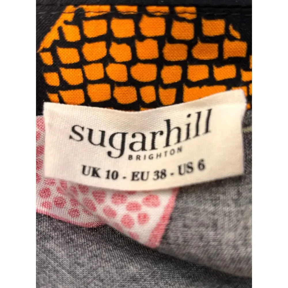 Sugarhill Brighton Fruit Print Button Front Midi Dress Black Novelty Whimsical